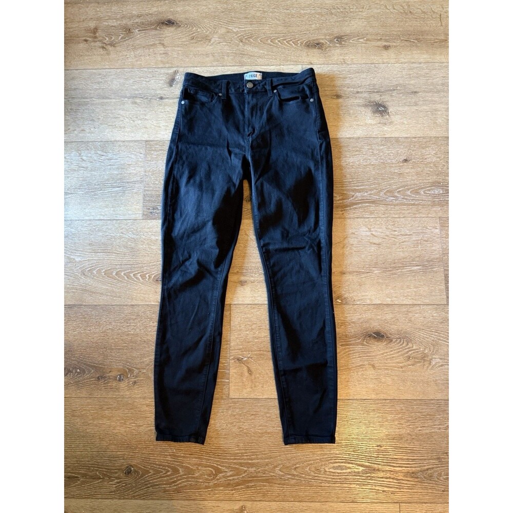 PAIGE Jeans Women Size 29 Black Hoxton Ankle Dark Wash Raw Hem